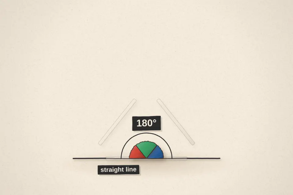 Tear the three corners off any flat triangle and lay them side by side: they always fit exactly along a straight line, and a straight line is half a turn, 180°.